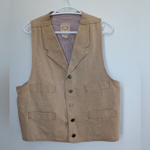 Vintage Wah Maker Men’s Western Cowboy Vest – Tan, Size Medium